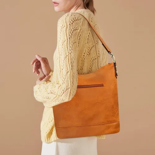 Vista 9 de FUKUYIN Bolso de mano para mujer, bolso de hombro para mujer, bolso de mano de cuero suave de poliuretano para mujer, bolso cruzado grande para mujer