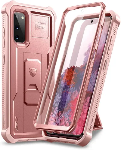 Vista 10 de Dexnor Funda para Samsung Galaxy S20 5G, [Protector de pantalla integrado y soporte] Protección de grado militar de servicio pesado a prueba