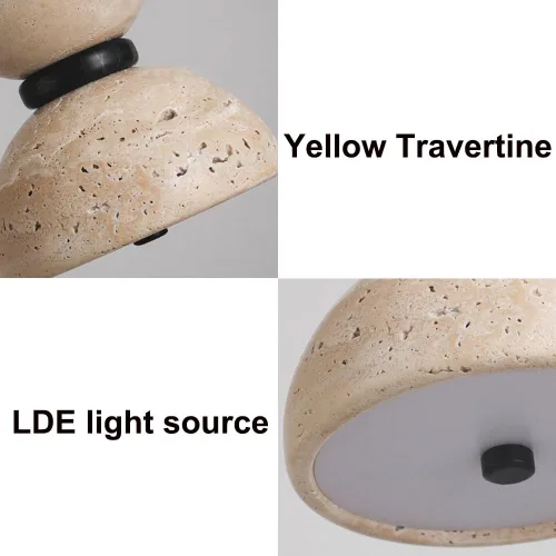 Vista 6 de Lámpara colgante de mármol con forma de reloj de arena nórdico, luz cálida de 3000 K, lámpara colgante colgante de travertino Wabi-Sabi, lámpara