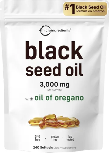 Vista 8 de Micro Ingredients Aceite de semilla negra de 3,000 mg, 120 cápsulas blandas Fórmula 2 en 1 con aceite de orégano, carvacrol y timoquinona A base