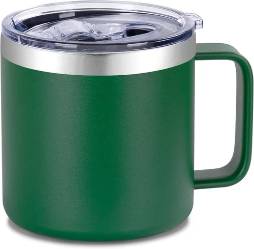Vista 23 de VEGOND Taza de café aislada de 14 onzas con asa, taza de café de viaje de acero inoxidable con tapa, taza de café de metal al vacío de doble pared