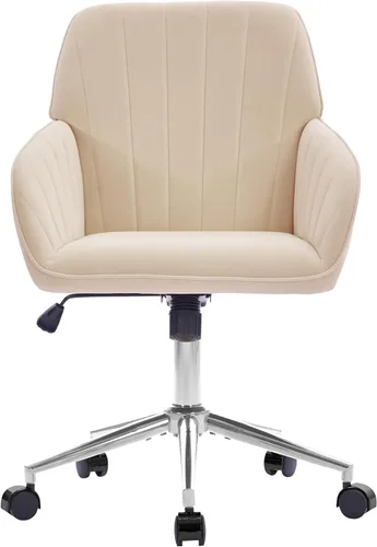 Vista 12 de YITAI Silla de escritorio giratoria de terciopelo de 360°, moderno sillón de oficina en casa con base dorada y ruedas para tocador, cómoda silla