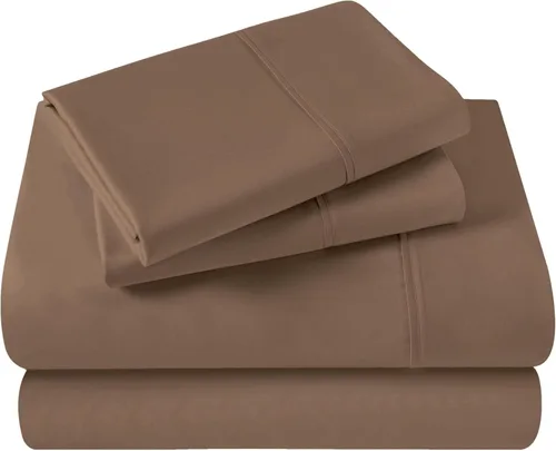 Vista 10 de SUPERIOR Juego de sábanas de algodón egipcio de 400 hilos, 1 sábana bajera elástica con bolsillo profundo, 1 sábana encimera y 2 fundas de almohada