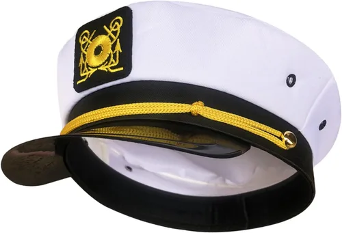 Vista 2 de Custom Text Captain Yacht Hat Cap Adult Costume Hat Sailor Navy Marine Admiral Hat for Halloween Costume Accessory