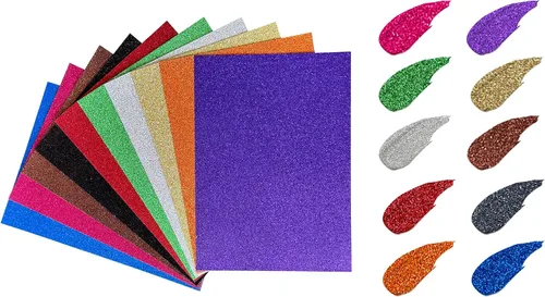 Vista 4 de Papel de cartulina con purpurina, papeles con purpurina que no se desprende, papel para manualidades y proyectos de bricolaje, papel brillante