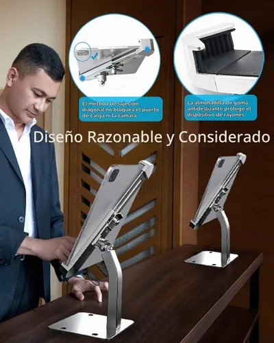 Vista 3 de Soporte antirrobo para tablet de 9 a 14 pulgadas, soporte de piso de escritorio para iPad de seguridad, soporte de pantalla POS resistente
