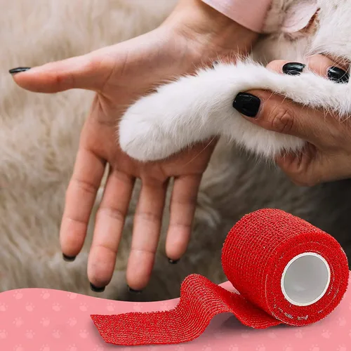 Vista 8 de Vet Wrap - Vendaje de compresión cohesivo autoadherente y cinta de gasa médica para perros, gatos y caballos, varios