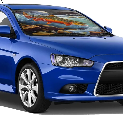 Vista 4 de Mlanxi Parasol plegable para parabrisas de coche de pesca con mosca, visera plegable para ventana delantera