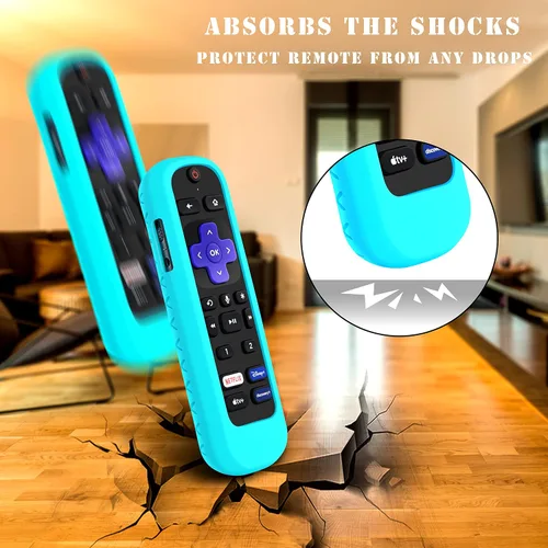 Vista 5 de Paquete de 3 fundas para control remoto de auriculares Roku, cubierta de batería para control remoto Roku Voice Pro, control recargable con conector