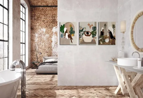 Vista 3 de Arte de pared de mujer negra, póster moderno de niña negra, arte de mujer africana, decoración de pared de baño, arte afroamericano, arte de pared