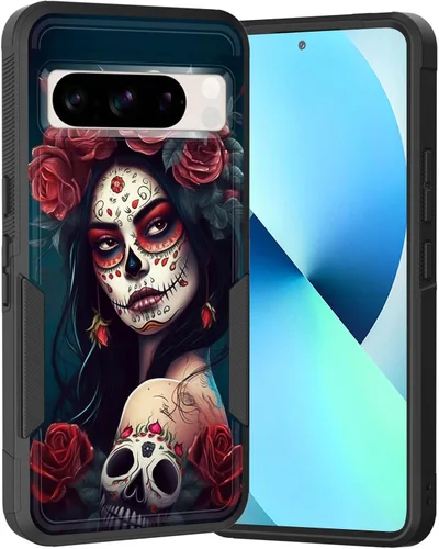 Vista 100 de Funda para Pixel 6A, Híbrida de Doble Capa de Servicio Pesado Resistente a Prueba de Golpes PC Duro + Funda Protectora de Silicona Suave para Google