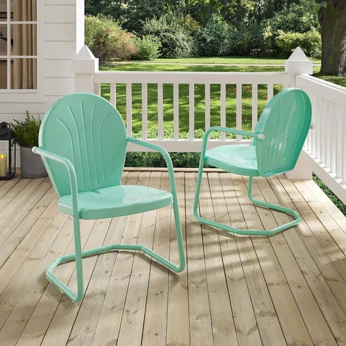 Vista 10 de Crosley Furniture CO1001A-AQ Griffith - Silla retro de exterior, de metal