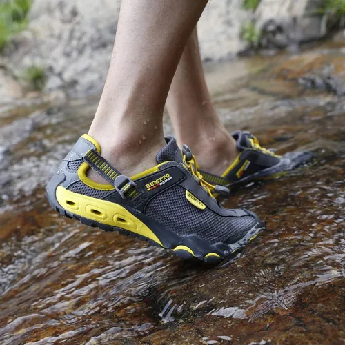 Vista 9 de HUMTTO Zapatos de agua para hombre y mujer, sandalias de senderismo anfibias, puntera cerrada, sandalias de secado rápido, ligeras, transpirables