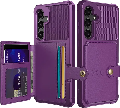 Vista 47 de Funda para Samsung Galaxy S21 Ultra con tarjetero, compatible con soporte magnético para automóvil, resistente a los golpes, resistente, suave, TPU
