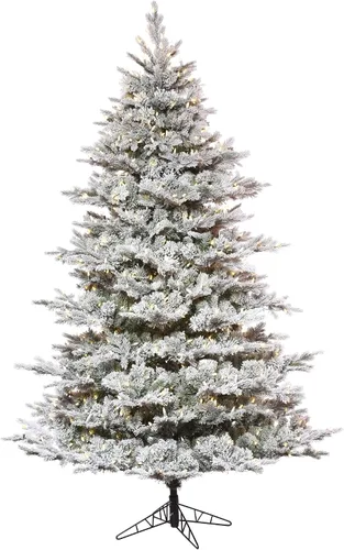 Vista 5 de Vickerman Kiana - Árbol de Navidad artificial delgado flocado de 6.5 x 39 pulgadas, sin luz, árbol sintético cubierto de nieve, decoración