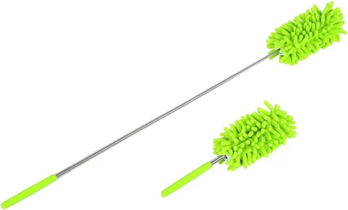 Vista 4 de Maguu Cepillo de polvo lavable de largo alcance con poste telescópico, plumero de microfibra flexible extensible retráctil para el hogar, automóvil