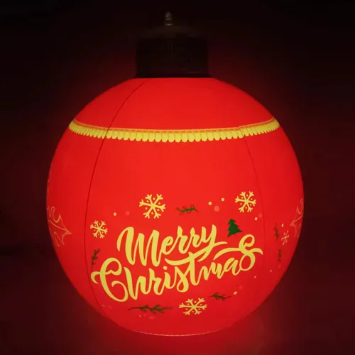 Vista 8 de Bola de Navidad inflable de cloruro de polivinilo iluminada, con luz LED de 24 pulgadas, decoración de Navidad al aire libre, bola inflable decorada