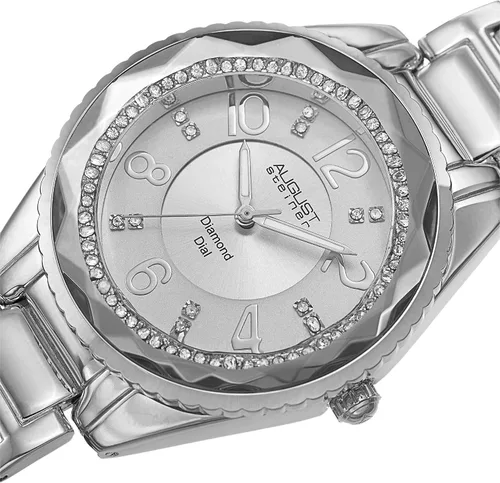 Vista 2 de August Steiner AS8122 - Reloj de pulsera con 12 marcadores de hora auténticos de diamantes y números arábigos