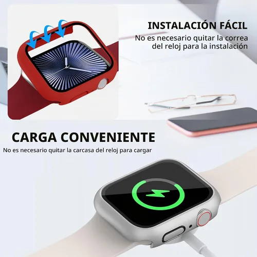 Vista 5 de Paquete de 20 fundas para Apple Watch Series SE 3/SE 2/SE/6/5/4 de 1.575 pulgadas con protector de pantalla de vidrio templado, a prueba de golpes