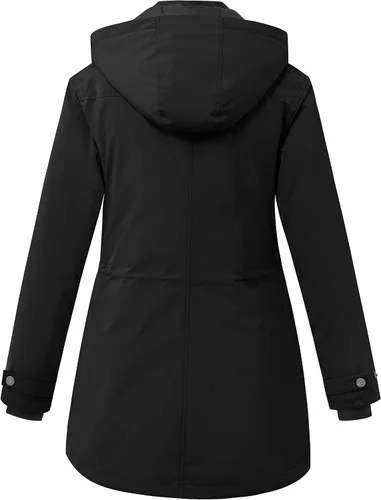 Vista 2 de WenVen Abrigos de invierno impermeables para mujer, chaquetas acolchadas gruesas y cálidas con capucha desmontable