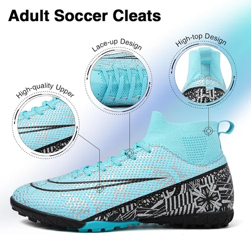 Vista 6 de ASoftLand Tacos de fútbol para hombre y mujer, tacos de fútbol para niño grande AGFG