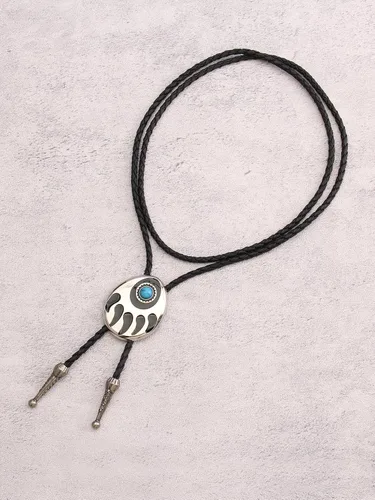 Vista 27 de Jeilwiy Corbata de bolo para hombre, corbata de vaquero occidental, collar de corbata de bolo dorado, corbata de cuero, corbata de Halloween