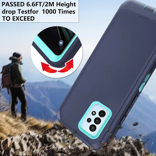 Vista 6 de Asuwish Funda de teléfono para Samsung Galaxy A23 5G con protector de pantalla de vidrio templado y cubierta para celda, híbrida, resistente, a Azul