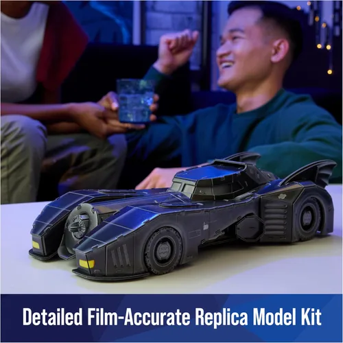 Vista 3 de 4D Build, DC Batman Retro Batmobile - Kit de modelo 3D con soporte, coleccionables de Batman y decoración de escritorio, rompecabezas para adultos