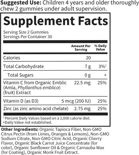 Vista 7 de Garden of Life Paquete de apoyo inmunológico: Gomitas de saúco orgánicas con equinácea, zinc 120 unidades + Gomita inmunológica para niños 60