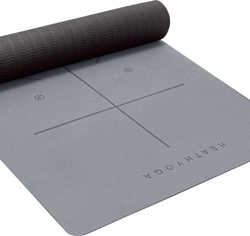 Vista 7 de Heathyoga Tapete de Yoga Antideslizante Ecológico, Sistema de Alineación Corporal, Material TPE Certificado por SGS - Superficie Texturizada