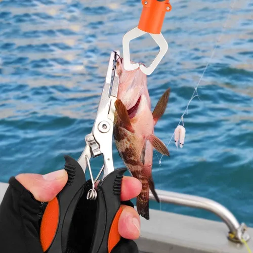 Vista 3 de mouhike Kit de herramientas de pesca, alicates de pesca, pinza de labios de pescado, removedor de anzuelos de pesca, báscula digital de pesca