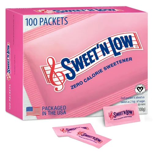 Vista 8 de Sweet'N Low paquetes de edulcorante cero calorías, 50 unidades, kosher y sin gluten, bajo índice glucémico, sobres individuales de edulcorante