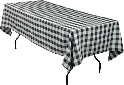 Vista 9 de LinenTablecloth - Mantel cuadrado de poliéster de 54 pulgadas, color blanco y negro