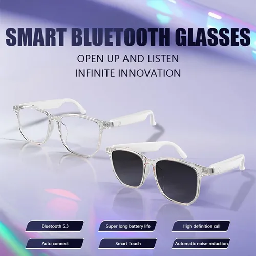 Vista 3 de Lentes inteligentes Bluetooth para hombres y mujeres, con protección UV, micrófono integrado y altavoces de oído abierto, lentes de sol de audio