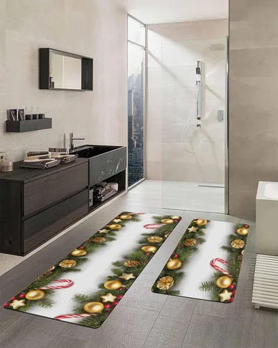 Vista 2 de Tapete de baño de Navidad para bañera, antideslizante, de secado rápido y absorbente, tierra de diatomeas, fregadero, dormitorio, cocina, lavable