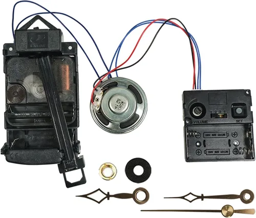 Vista 3 de Milageto Kit de mecanismo de movimiento de reloj de péndulo con caja de música y altavoz, eje de 0.669 in de largo para reparación y fabricación