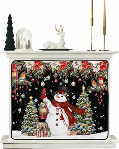 Vista 30 de Cubierta magnética azul para chimenea, detiene la pérdida de calor, pantalla de chimenea para interiores, bolas de gnomos de Navidad, árbol de copo