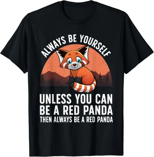 Vista 2 de Camiseta con diseño de panda rojo fresco para hombres, mujeres, niños, amantes de los animales, pandas, Negro