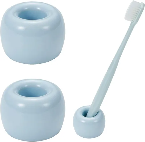 Vista 11 de Mini soporte de cerámica para cepillos de dientes para parejas, soporte para cepillos de dientes de baño hecho a mano, soporte para cabezal