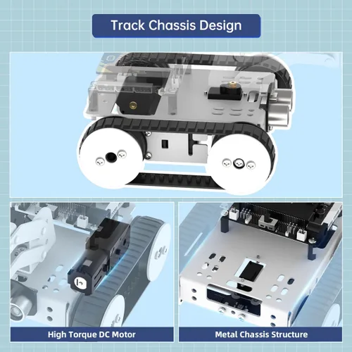 Vista 7 de Qtruck - Robot inteligente 4 en 1 para programación Micro:bit V2, proyecto STEM, kit de robot educativo, auto tanque rastreado para principiantes