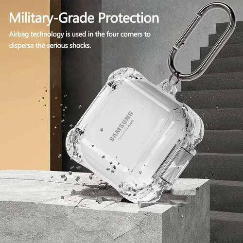 Vista 5 de Funda transparente con cerradura para Samsung Galaxy Buds - FE (2023), 2 Pro (2022), 2 (2021), Pro (2021), Live (2020) - Funda transparente