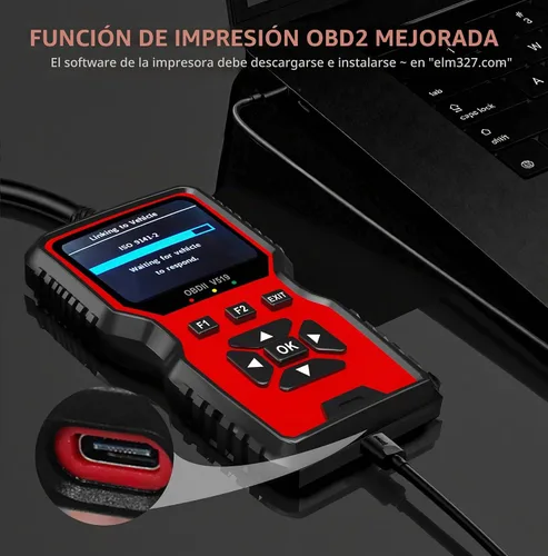 Vista 6 de V519 OBD2 Herramienta de diagnóstico escáner – Vechicle Check Motor Lector de código de luz con probador de voltaje de batería, preparación I/M Rojo