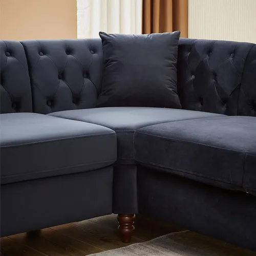 Vista 8 de DHAEY Sofá modular esquinero de gran tamaño de 83.5 pulgadas de ancho, sofás de tela de terciopelo para sala de estar, sofá modular con almohadas