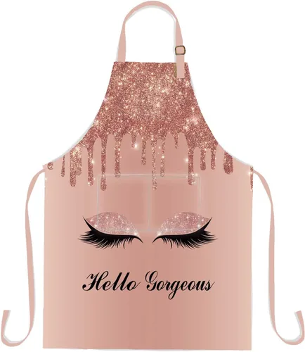 Vista 6 de Hello Gorgeous - Delantal de pestañas de unicornio, delantal ajustable para hombres y mujeres, cocina, hornear, jardinería