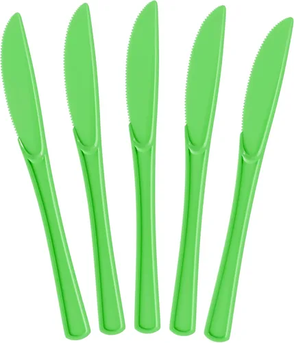 Vista 20 de Exquisite Cuchillos de plástico negro, 50 piezas, cuchillos negros, utensilios desechables, juego de cubiertos de plástico resistente