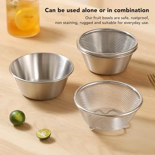 Vista 7 de Juego de cuencos de colador de acero inoxidable, cuencos para mezclar tazón de lavado de arroz, colador de alimentos, cesta de lavado de frutas
