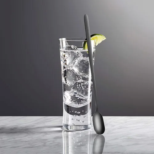 Vista 2 de Cucharas de té helado de mango largo, juego de 4, cucharas de café de acero inoxidable mate negro de 9.1 pulgadas, utensilios de agitación larga