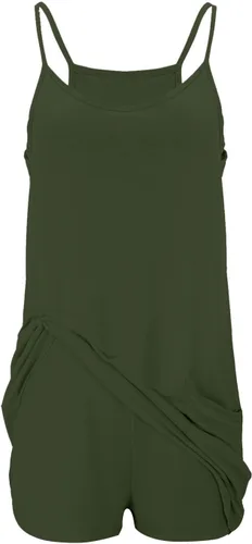 Vista 4 de FZVYD Vestidos de verano para mujer, sin mangas, minivestido con cuello en U, tirantes delgados, vestido corto atlético básico con bolsillos