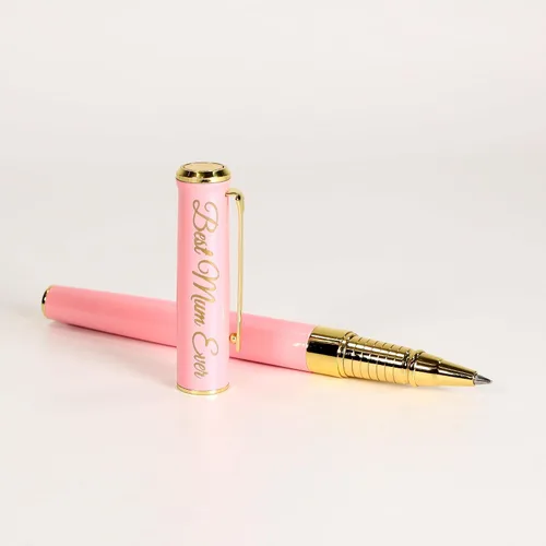 Vista 4 de Bolígrafo de metal personalizado de alta calidad + caja de regalo, diseño de un regalo verdaderamente único, grabado con láser, color rosa