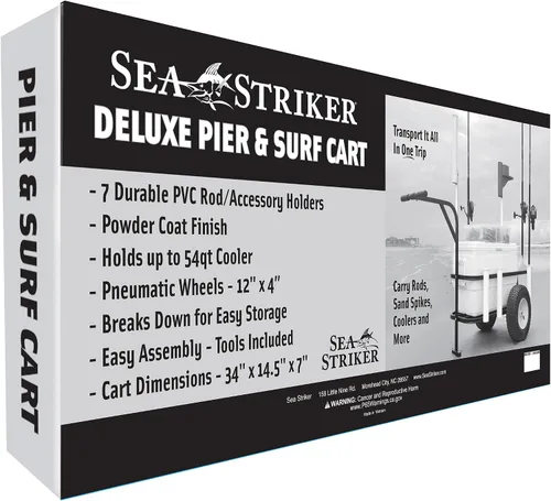 Vista 6 de Sea Striker Carrito Deluxe para surf, muelle y playa – Carro de ruedas de pesca al aire libre